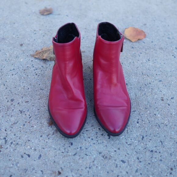 Circus Sam Edelman Studded Red Ankle Bootie Women's 5 Croc Faux Leather - Picture 2 of 10